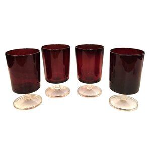 Crystal DArques / Durand Cavalier Ruby Red Wine Glasses Vintage Set Clear Foot 4